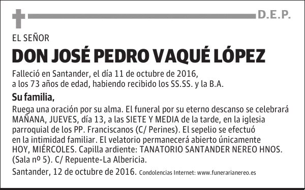 DON JOSE PEDRO VAQUÉ LÓPEZ