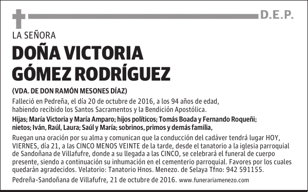 DOÑA VICTORIA 60MEZ RODRÍGUEZ
