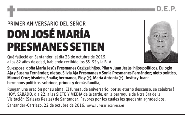 DON JOSÉ MARÍA PRESMANES SETIEN