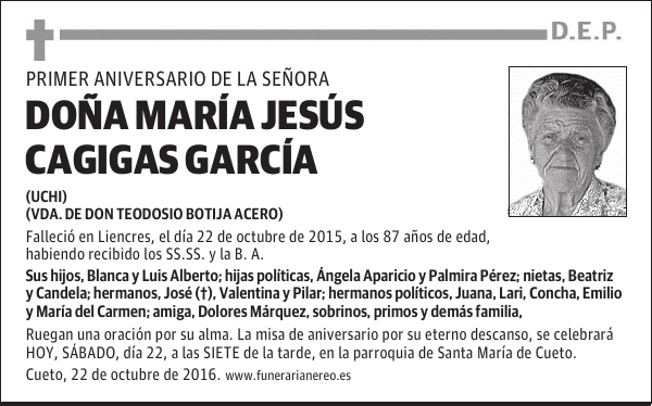 DOÑA MARIA JESUS CAGIGAS GARCIA