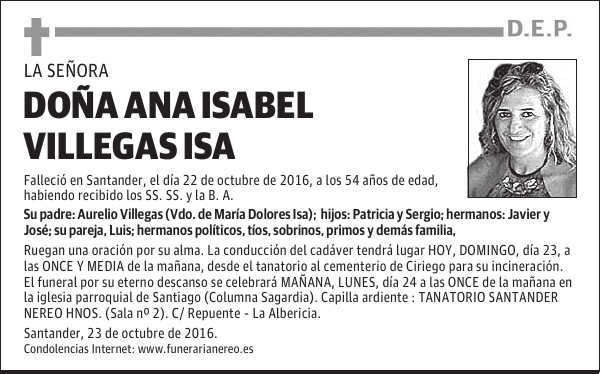 DOÑA ANA ISABEL VILLEGAS ISA