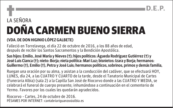 DOÑA CARMEN BUENO SIERRA