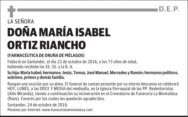 Doña María Isabel Ortiz Riancho