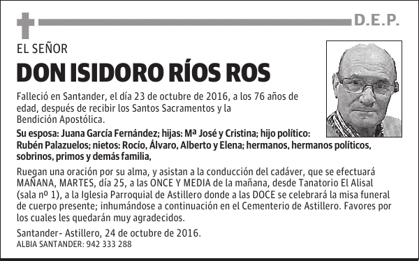 DON ISIDORO RÍOS ROS