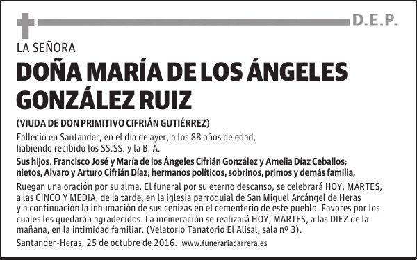 DOÑA MARÍA DE LOS ANGELES GONZÁLEZ RUIZ
