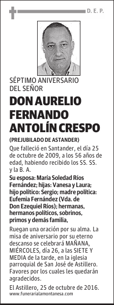 Don Aurelio Fernando Antolín Crespo
