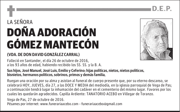 Dña. Adoración Gómez Mantecón