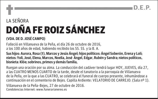DOÑA FE ROIZ SANCHEZ