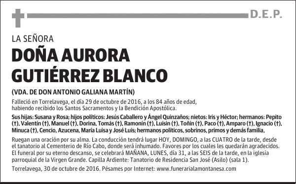 Doña Aurora Gutiérrez Blanco