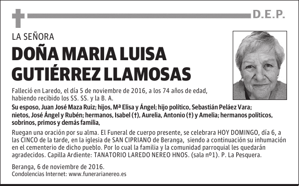 DOÑA MARIA LUISA GUTIÉRREZ LLAMOSAS