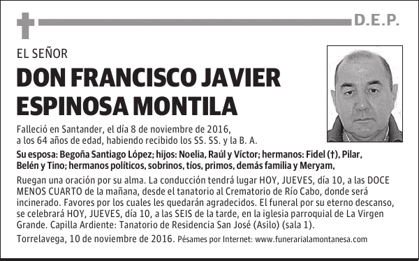 DON FRANCISCO JAVIER ESPINOSA MONTILA
