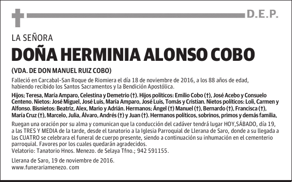 DOÑA HERMINIA ALONSO COBO