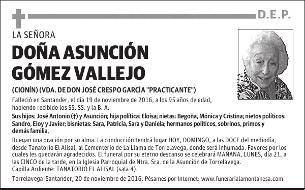 DOÑA ASUNCIÓN GÓMEZ VALLEJO