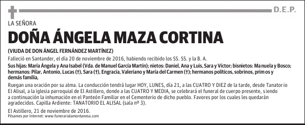 DOÑA ÁNGELA MAZA CORTINA