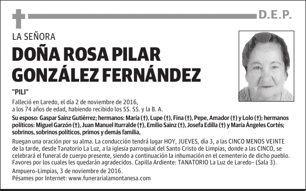 DOÑA ROSA PILAR GONZALEZ FERNÁNDEZ