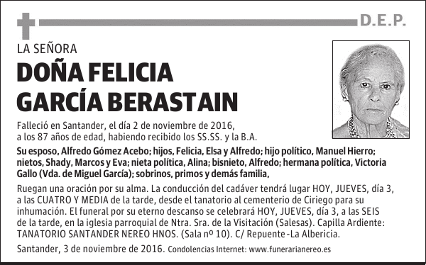 DOÑA FELICIA GARCIA BERASTAIN