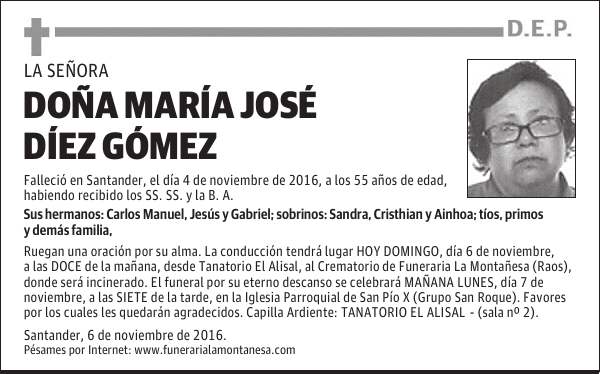 DOÑA MARÍA JOSÉ DÍEZ GÓMEZ