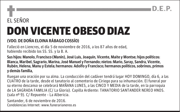 DON VICENTE OBESO DIAZ