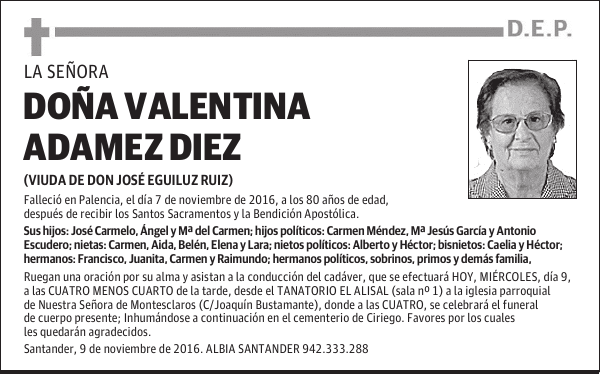 DOÑA VALENTINA ADAMEZ DIEZ