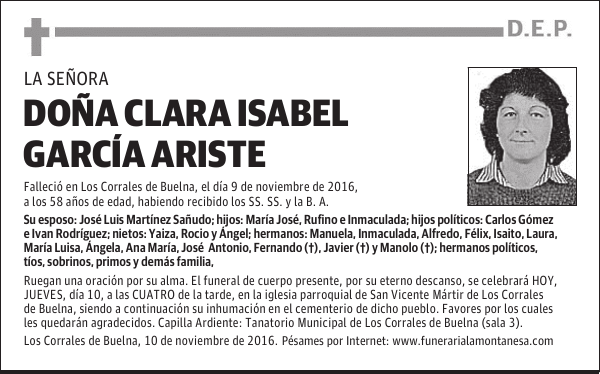 DOÑA CLARA ISABEL GARCÍA ARISTE