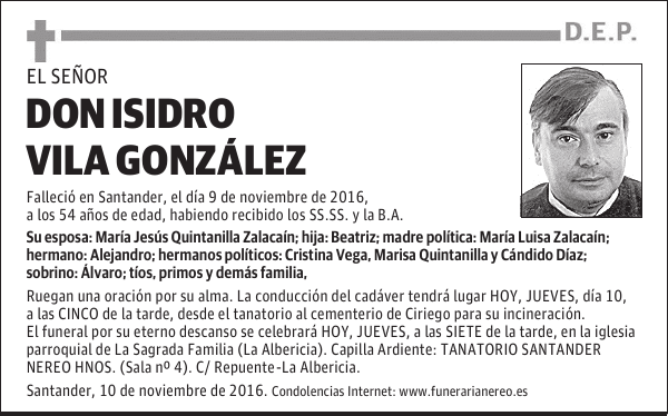 DON ISIDRO VILA GONZÁLEZ