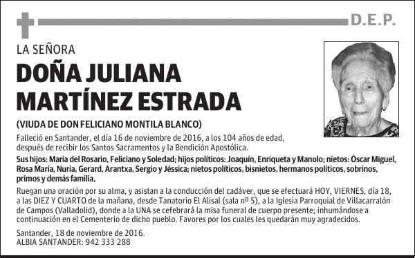 DOÑA JULIANA MARTÍNEZ ESTRADA