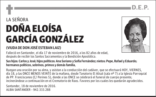 DOÑA ELOÍSA GARCÍA GONZÁLEZ