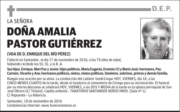 DOÑA AMALIA PASTOR GUTIÉRREZ