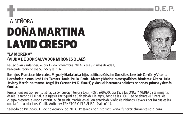 DOÑA MARTINA LAVID CRESPO