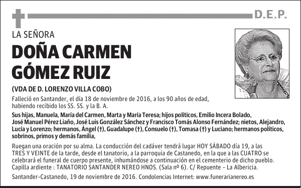 DOÑA CARMEN GÓMEZ RUIZ