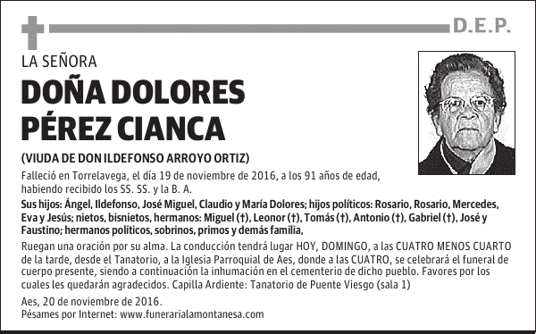 DOÑA DOLORES PÉREZ CIANCA