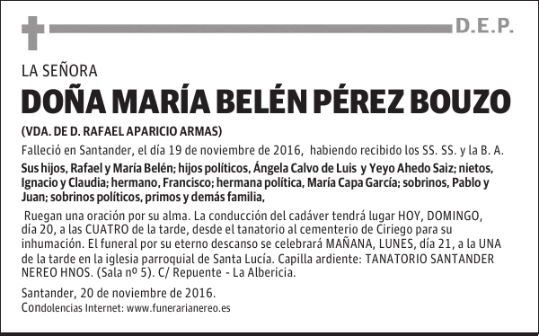 DOÑA MARÍA BELÉN PÉREZ BOUZO