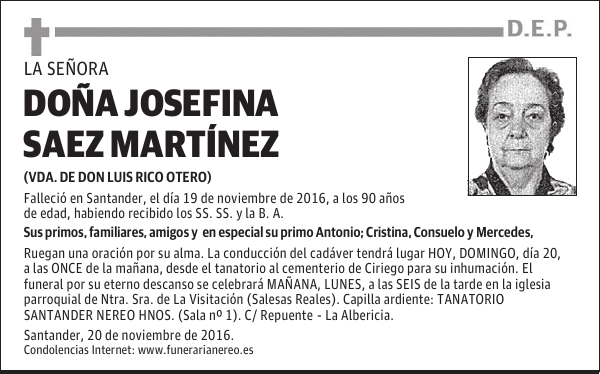 DOÑA JOSEFINA SAEZ MARTÍNEZ