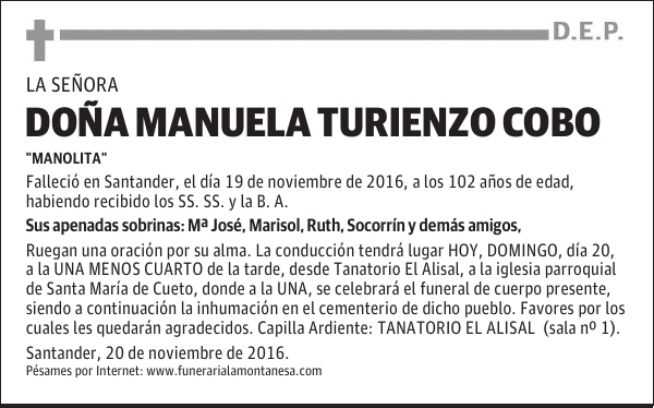 DOÑA MANUELA TURIENZO COBO