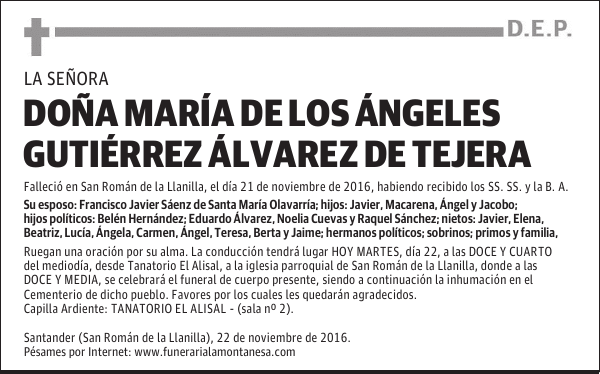 DOÑA MARÍA DE LOS ÁNGELES GUTIÉRREZ ÁLVAREZ DE TEJERA