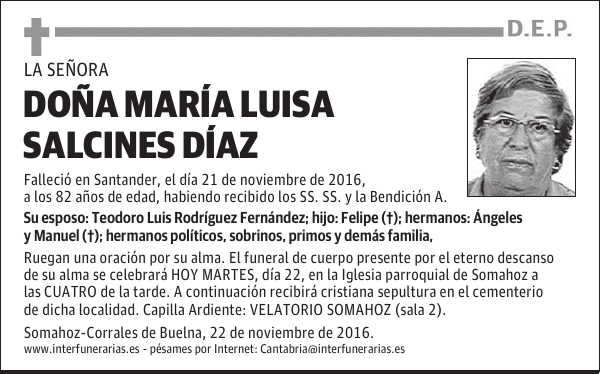 DOÑA MARÍA LUISA SALCINES DÍAZ