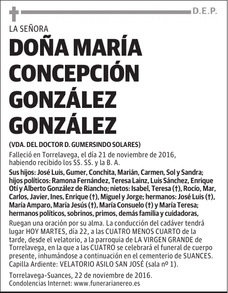 DOÑA MARÍA CONCEPCIÓN GONZÁLEZ GONZÁLEZ