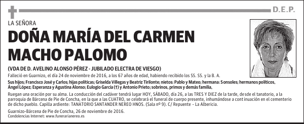 DOÑA MARIA DEL CARMEN MACHO PALOMO