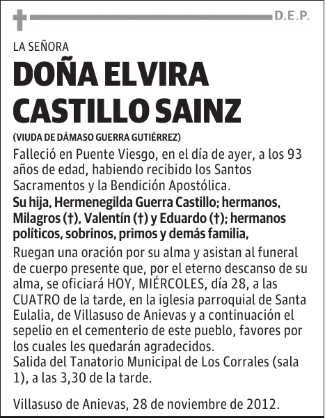 DOÑA ELVIRA CASTILLO SAINZ