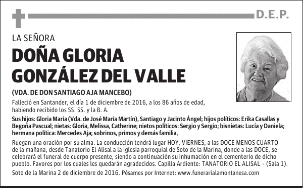 DOÑA GLORIA GONZÁLEZ DEL VALLE