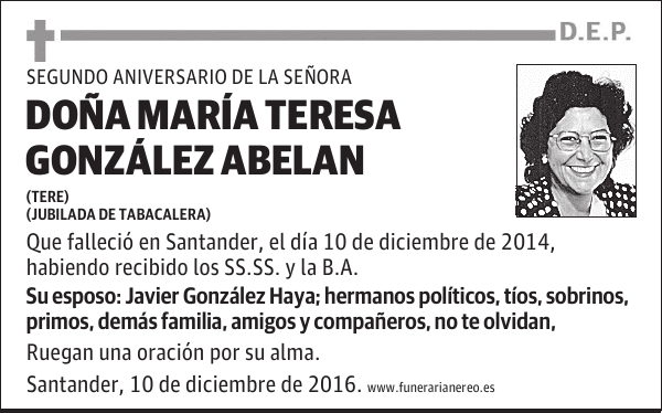 DOÑA MARIA TERESA GONZALEZ ABELAN