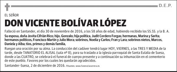 DON VICENTE BOLÍVAR LÓPEZ