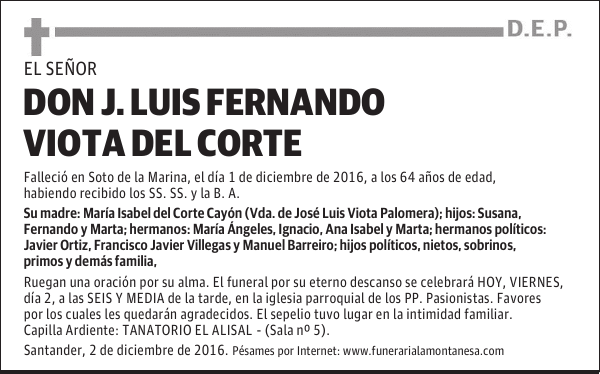 DON J. LUIS FERNANDO VIOTA DEL CORTE