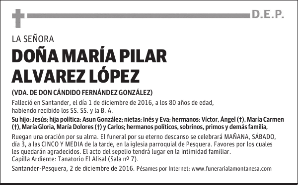 DOÑA MARÍA PILAR ALVAREZ LOPEZ