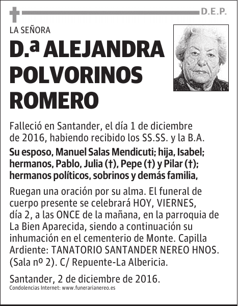 DOÑA ALEJANDRA POLVORINOS ROMERO