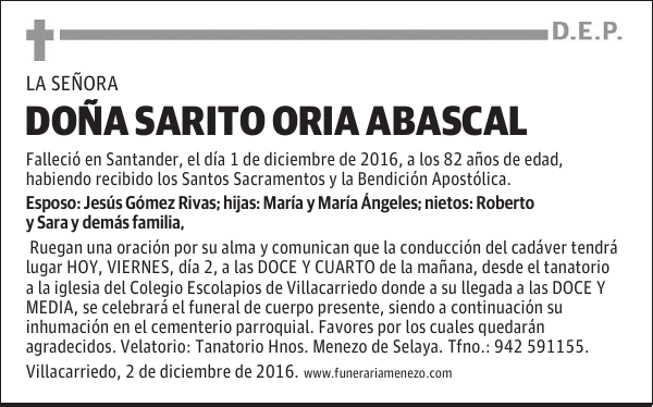 Doña Sarito Oria Abascal