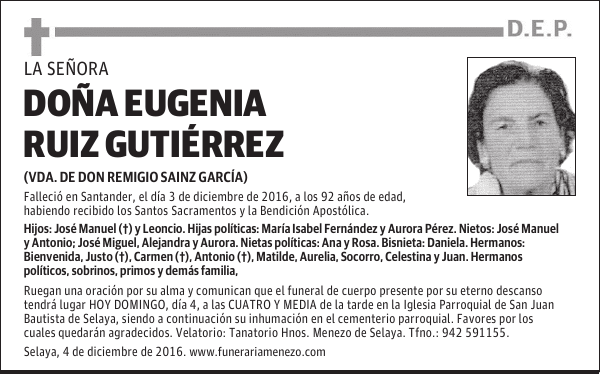 DOÑA EUGENIA RUIZ GUTIÉRREZ