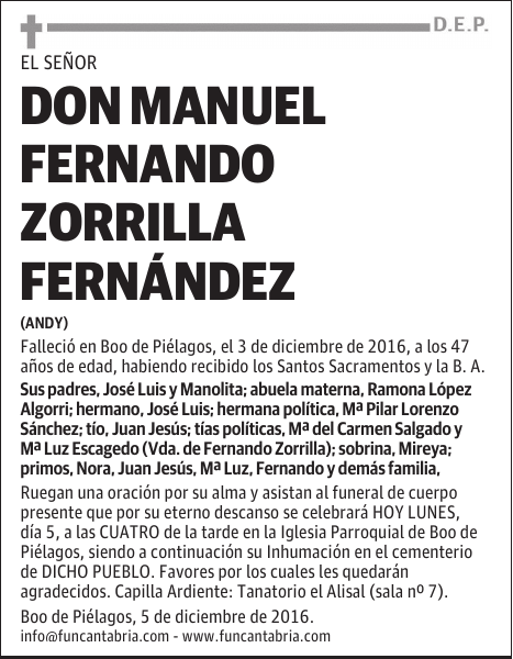 DON MANUEL FERNANDO ZORRILLA FERNÁNDEZ