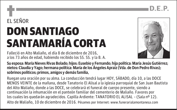 DON SANTIAGO SANTAMARÍA CORTA