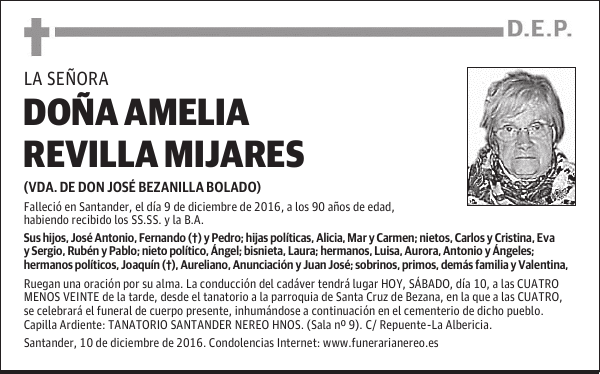 DOÑA AMELIA REVILLA MIJARES